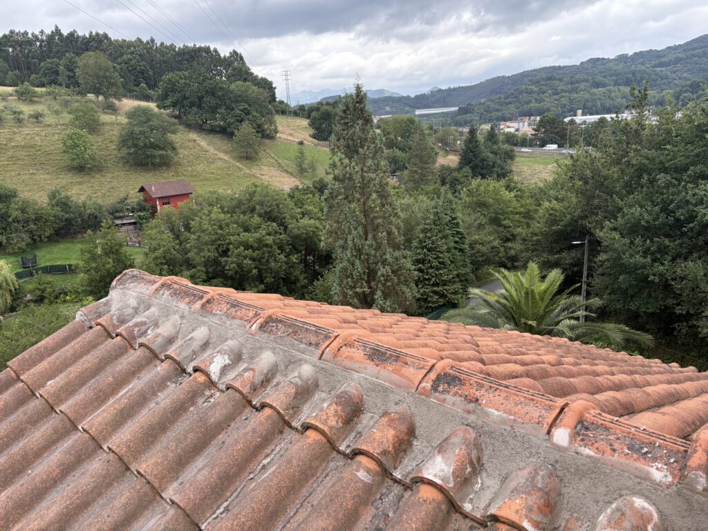 Cumbrera de teja curva revisada en una vivienda de Galdakao, Bizkaia